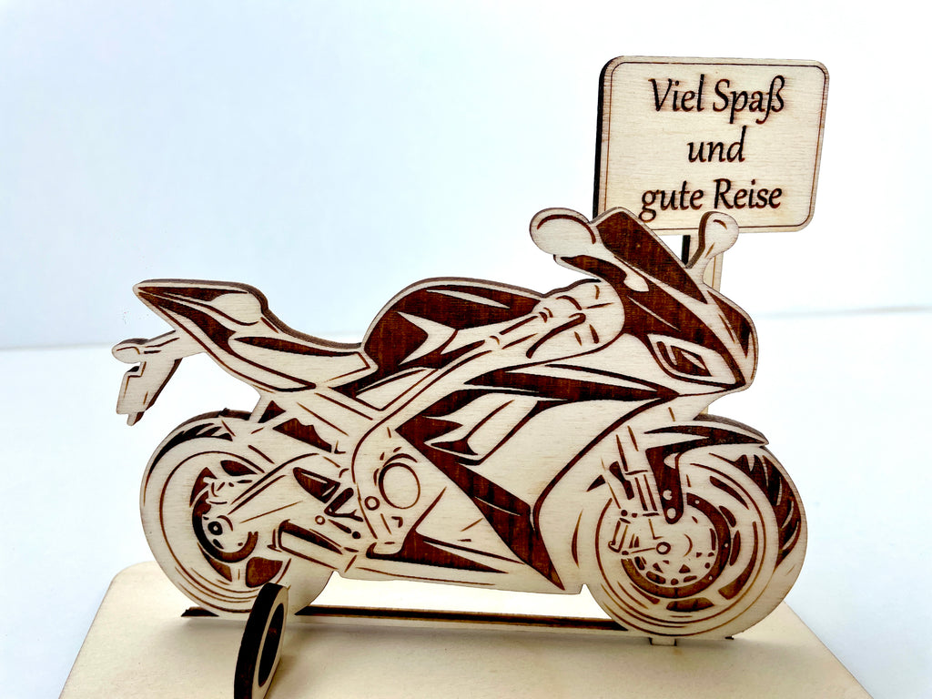 Motorrad Rennmaschiene  – Dein personalisiertes Geldgeschenk aus Holz | Originelle Geschenkidee