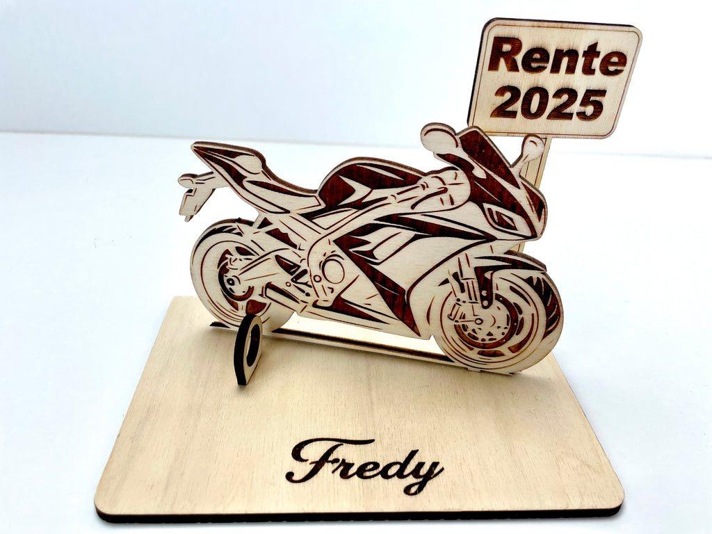 Motorrad Rennmaschiene  – Dein personalisiertes Geldgeschenk aus Holz | Originelle Geschenkidee