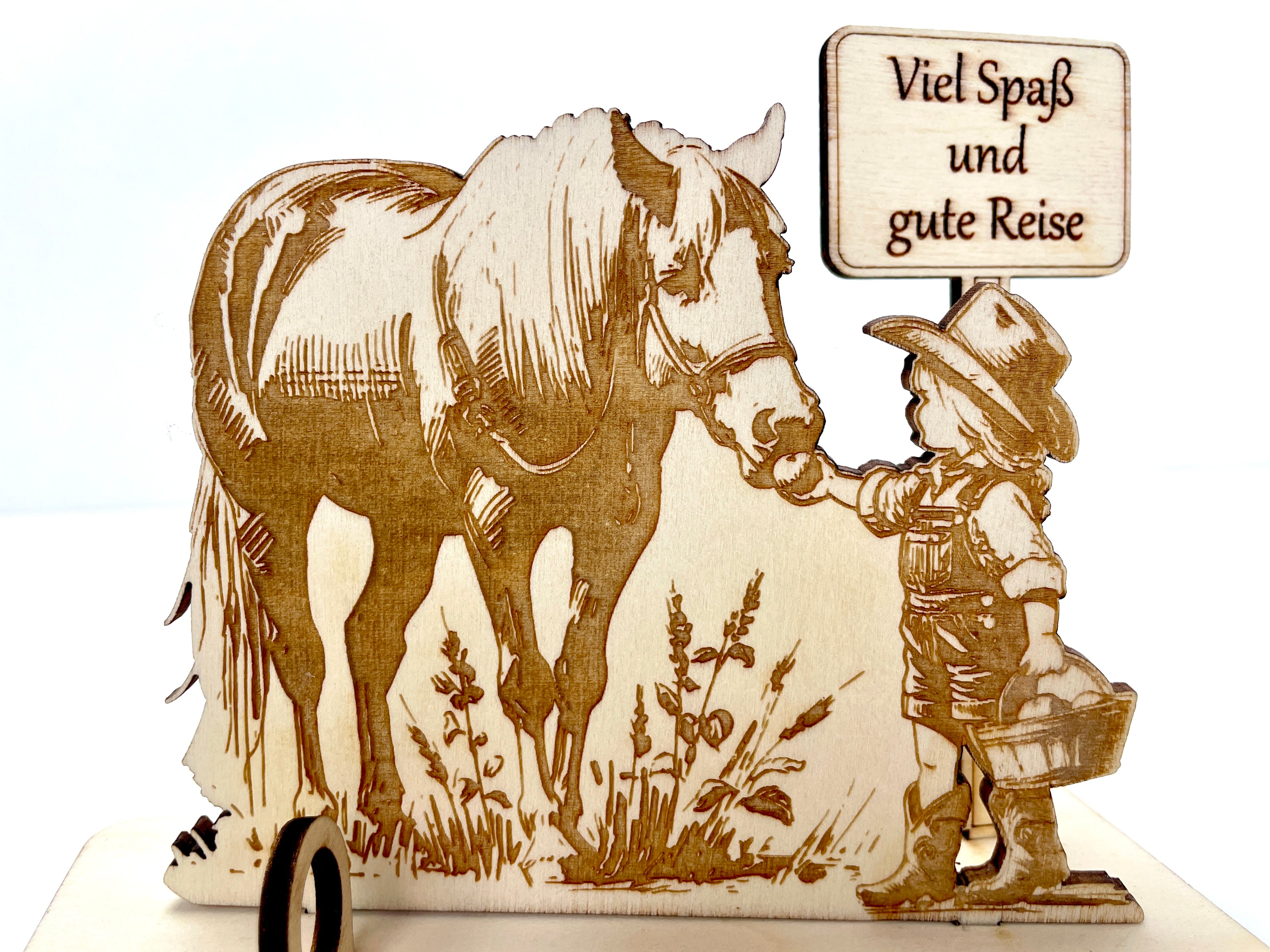 Geldgeschenk Pferd aus Holz – personalisiertes Geschenk mit Wunschtext – originelles Geburtstagsgeschenk für Kinder & Pferdefans