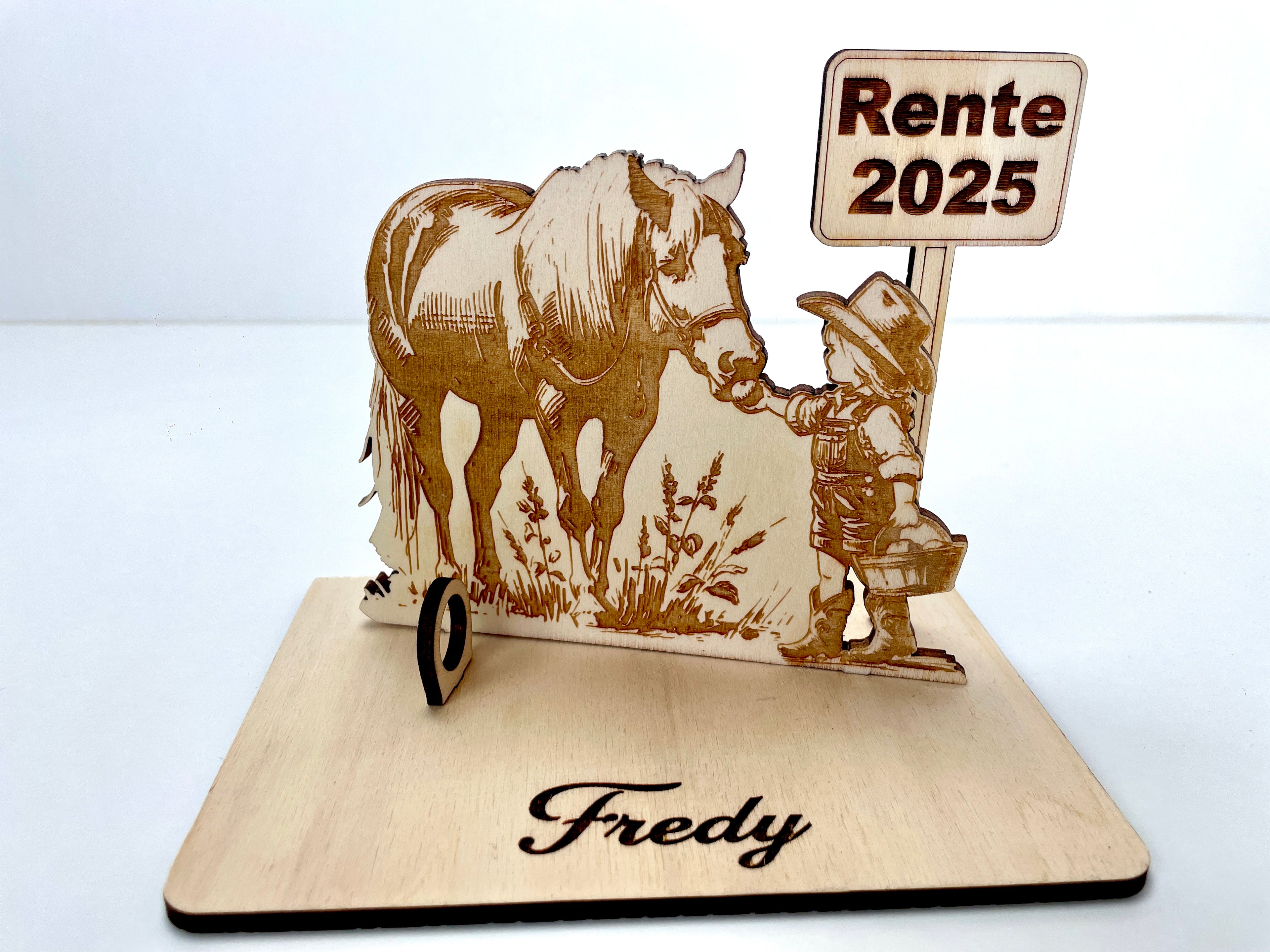 Geldgeschenk Pferd aus Holz – personalisiertes Geschenk mit Wunschtext – originelles Geburtstagsgeschenk für Kinder & Pferdefans