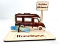Geldgeschenk Wohnmobil aus Holz – personalisiertes Geschenk mit Wunschtext – ideales Geschenk für Reise, Geburtstag & mehr