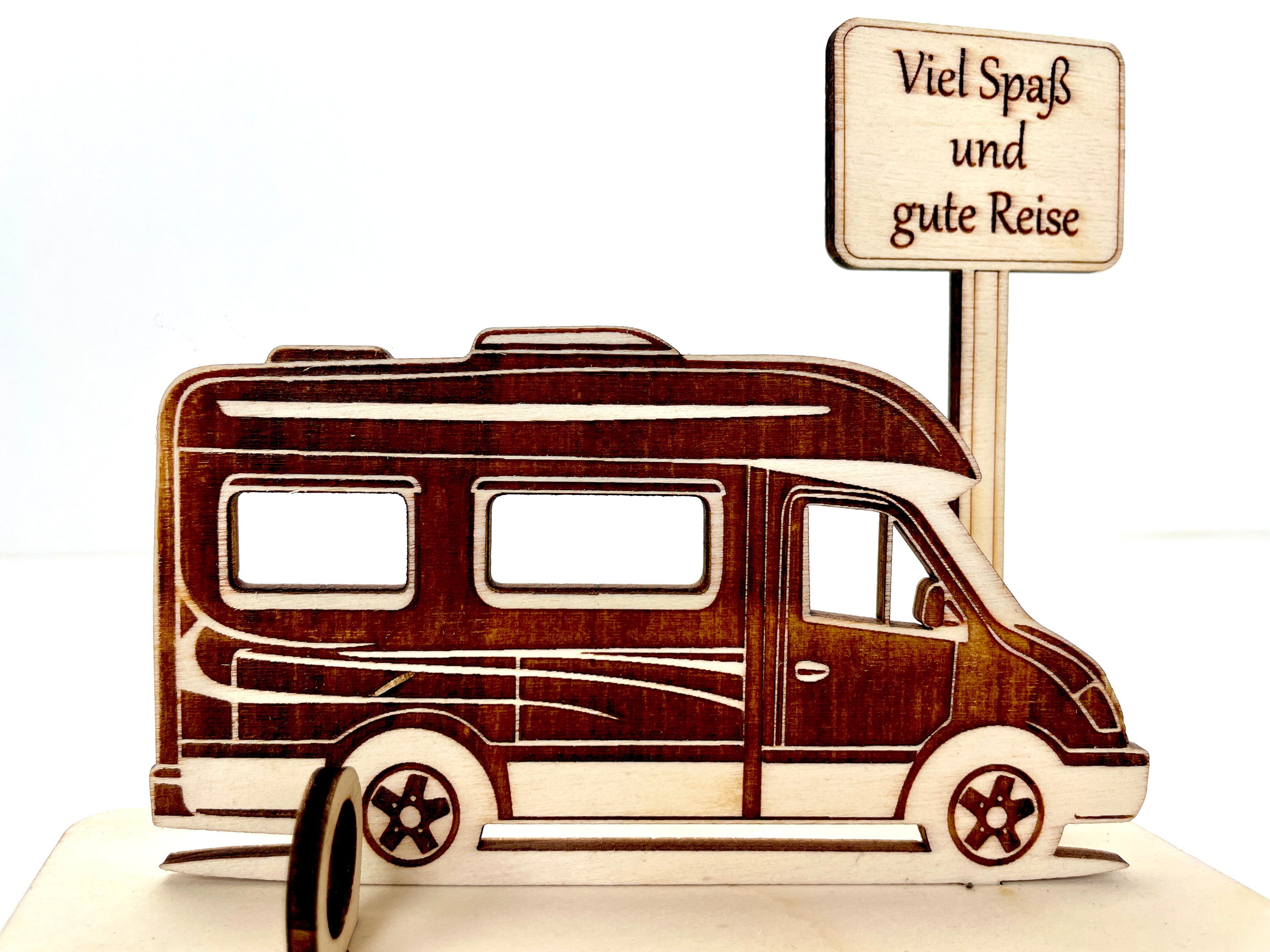 Geldgeschenk Wohnmobil aus Holz – personalisiertes Geschenk mit Wunschtext – ideales Geschenk für Reise, Geburtstag & mehr