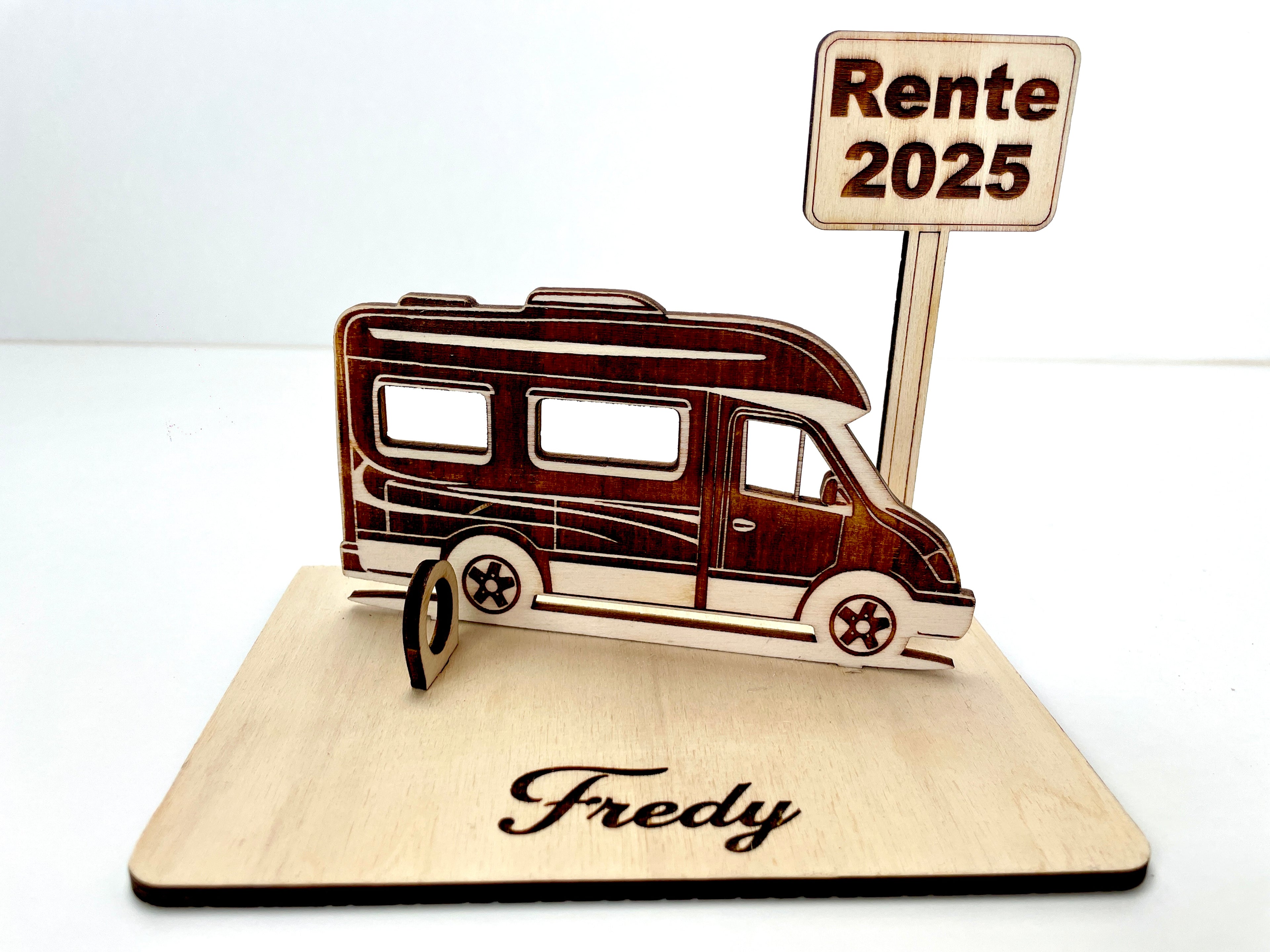 Geldgeschenk Wohnmobil aus Holz – personalisiertes Geschenk mit Wunschtext – ideales Geschenk für Reise, Geburtstag & mehr