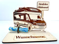 Geldgeschenk Wohnmobil aus Holz – personalisiertes Geschenk mit Wunschtext – ideales Geschenk für Reise, Geburtstag & mehr