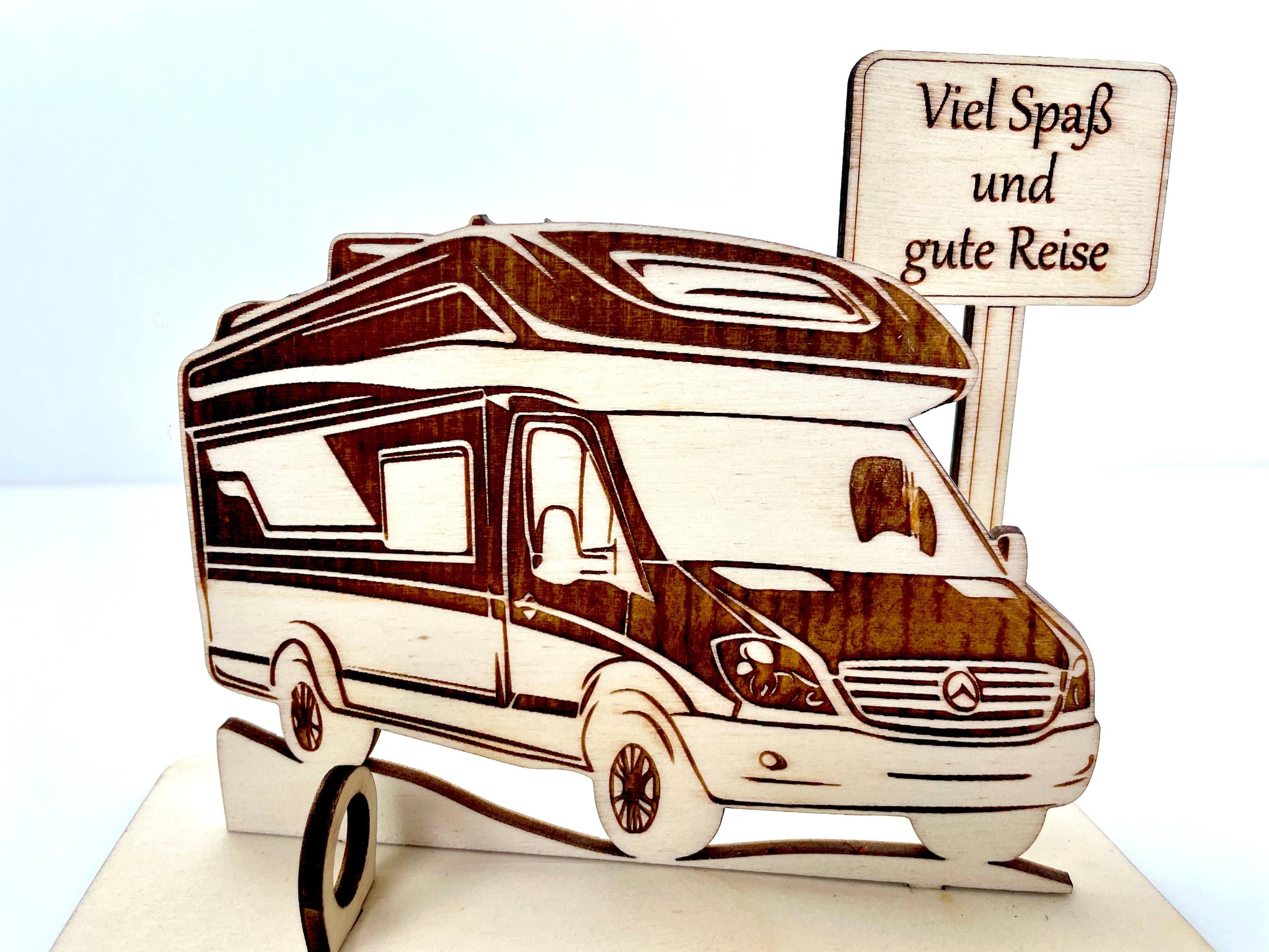 Geldgeschenk Wohnmobil aus Holz – personalisiertes Geschenk mit Wunschtext – ideales Geschenk für Reise, Geburtstag & mehr