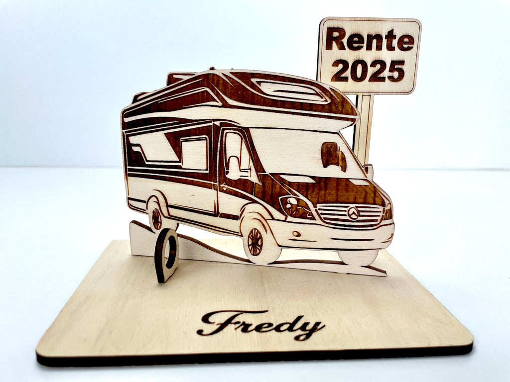 Geldgeschenk Wohnmobil aus Holz – personalisiertes Geschenk mit Wunschtext – ideales Geschenk für Reise, Geburtstag & mehr