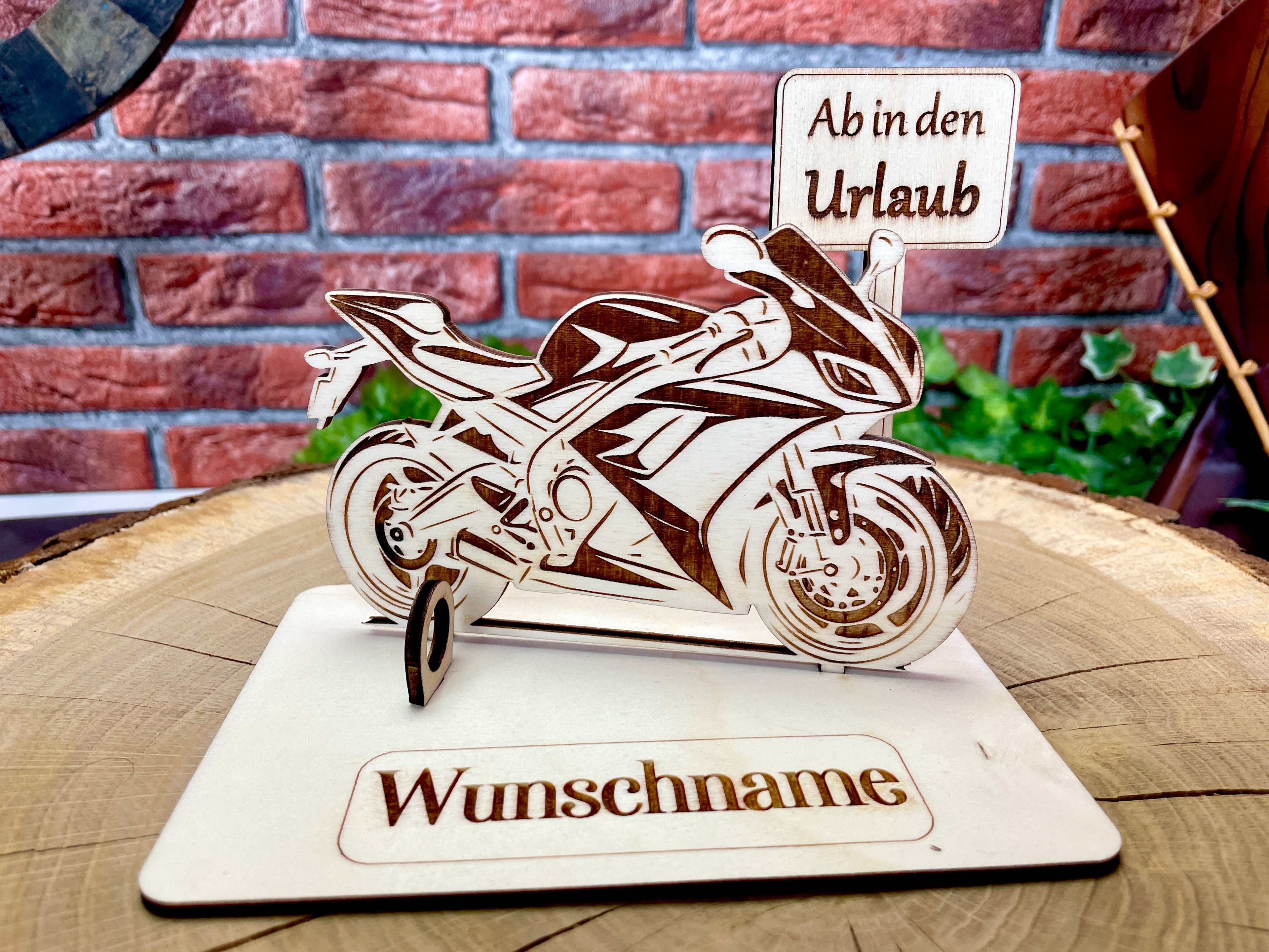 Motorrad Rennmaschiene  – Dein personalisiertes Geldgeschenk aus Holz | Originelle Geschenkidee