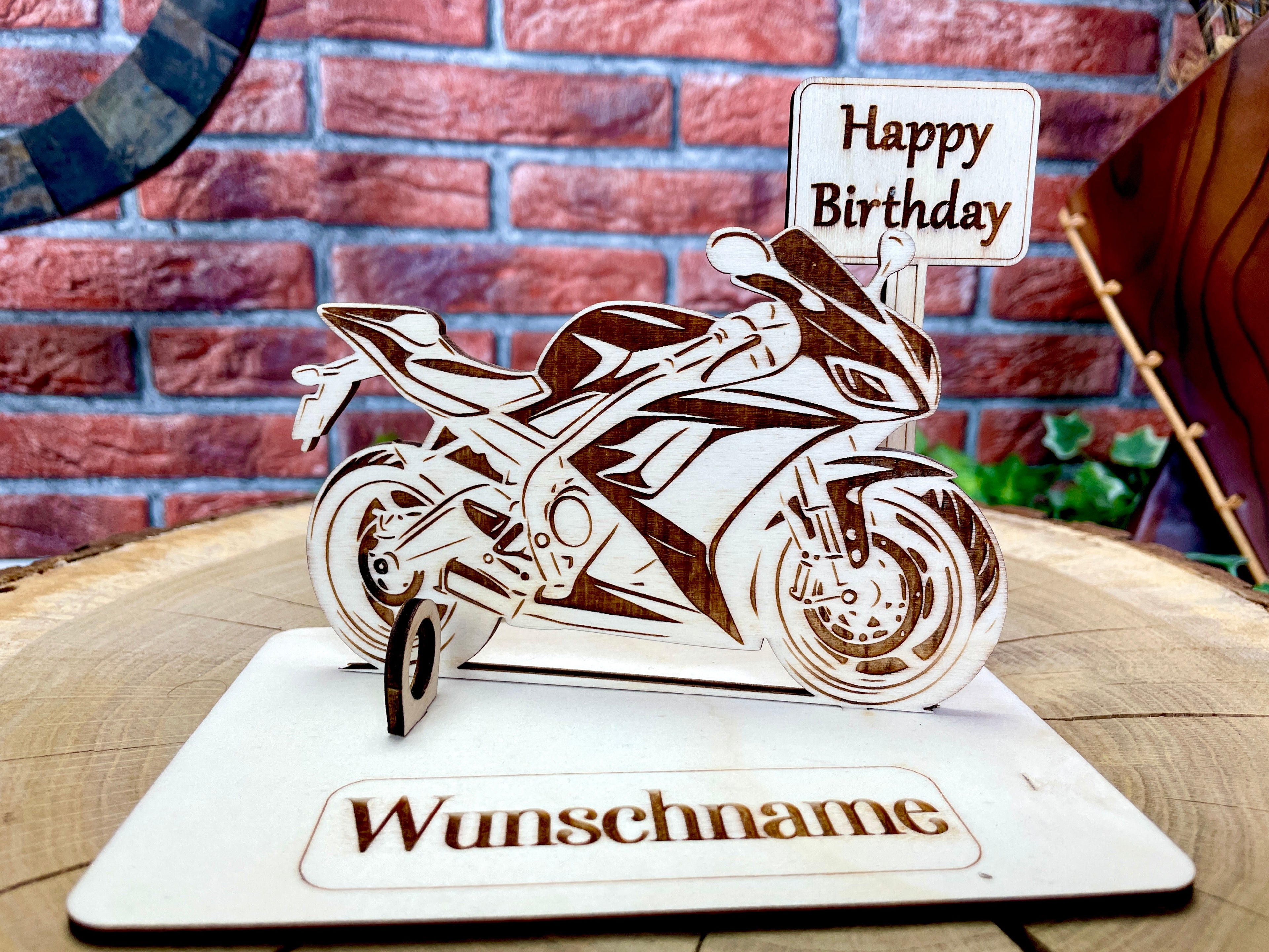 Motorrad Rennmaschiene  – Dein personalisiertes Geldgeschenk aus Holz | Originelle Geschenkidee