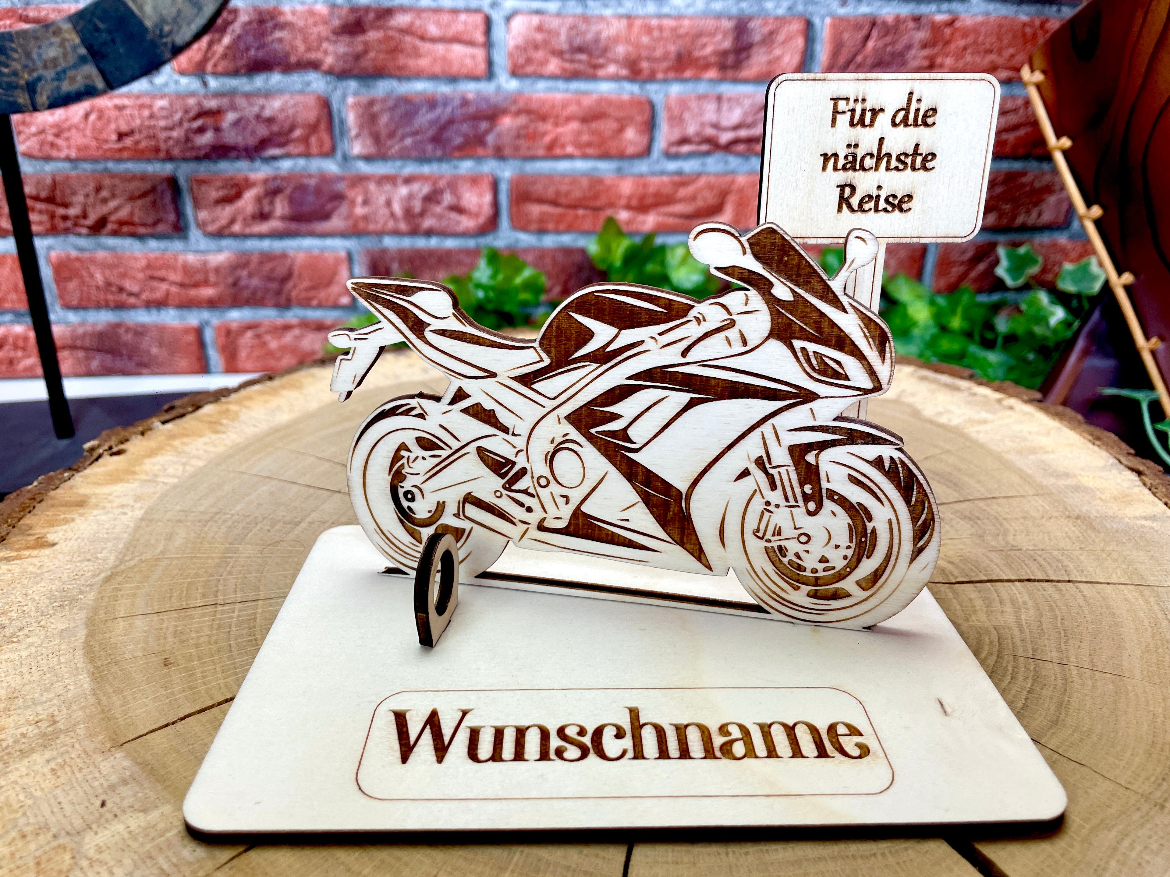 Motorrad Rennmaschiene  – Dein personalisiertes Geldgeschenk aus Holz | Originelle Geschenkidee