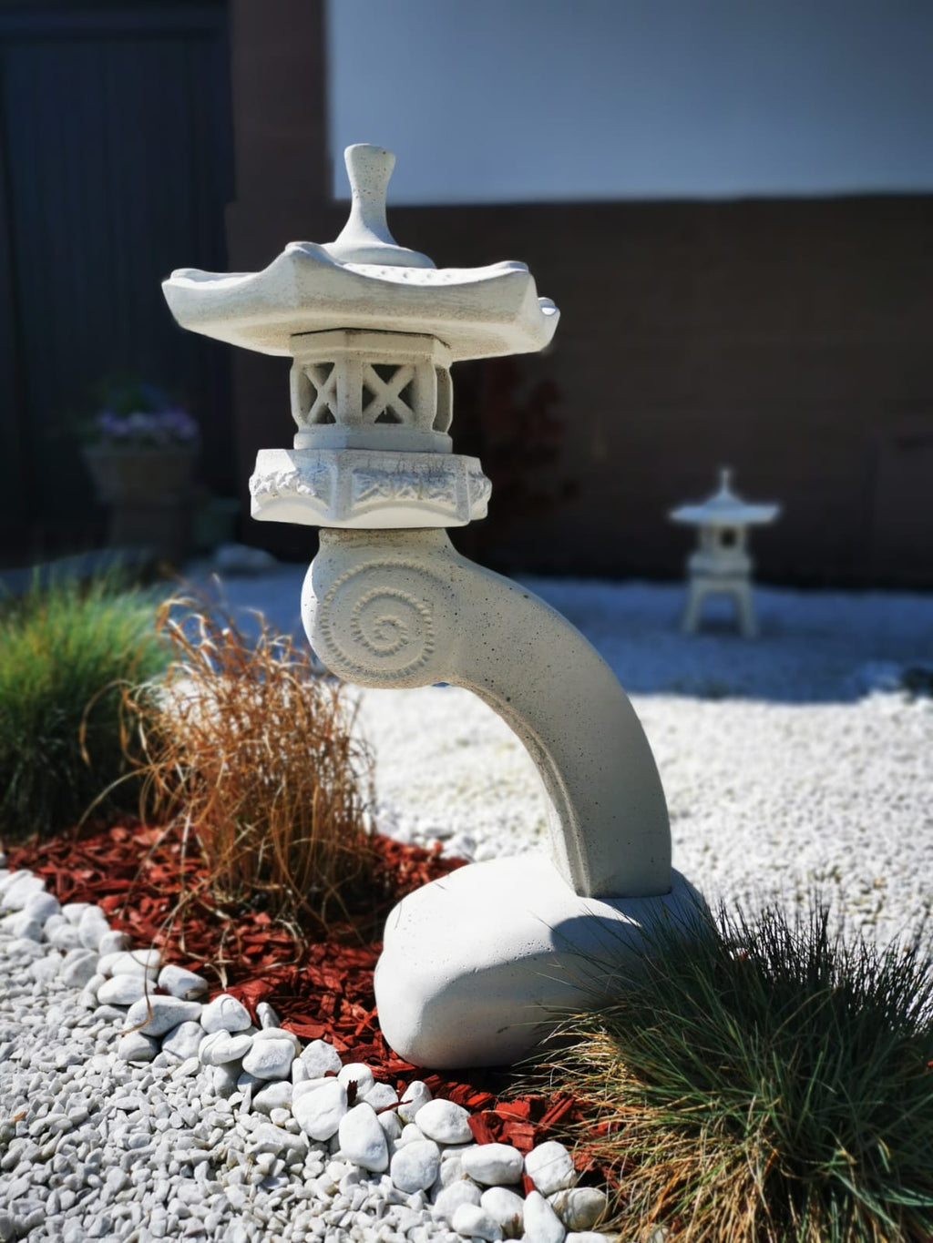 Asiatische Laterne 65cm Rankei RS in Lichtgrau Gartenteich Terrasse Koi-teich Pagode Garten Gartenideen Gartengestaltung Gartendekoration