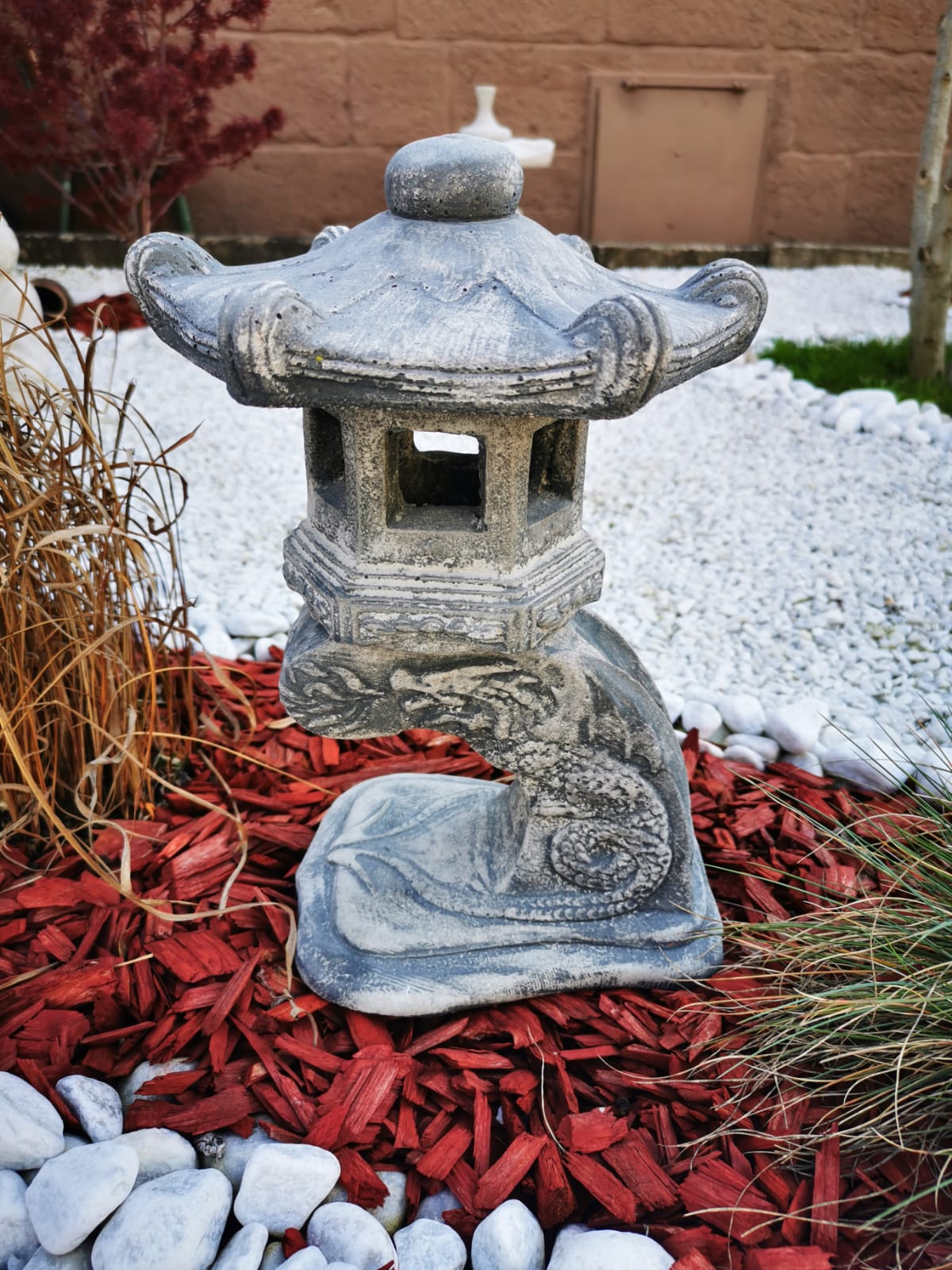 Japanische Steinlaterne Rankei-Small in Anthrazit Gartenteich Terrasse Koi-teich Pagode