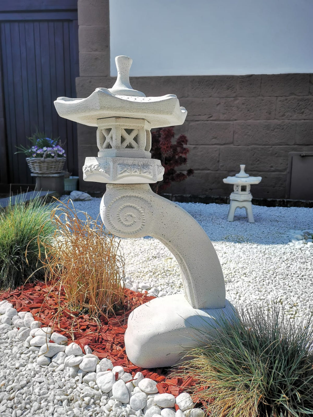 Asiatische Laterne 65cm Rankei RS in Lichtgrau Gartenteich Terrasse Koi-teich Pagode Garten Gartenideen Gartengestaltung Gartendekoration